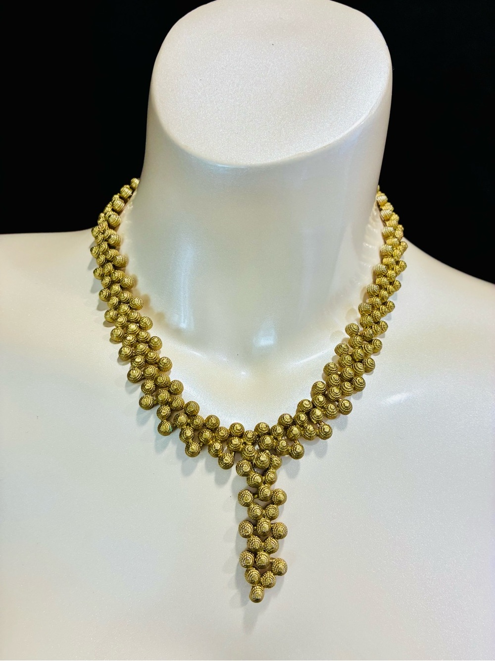 Textured Gold Cluster V-Drop Necklace - Women Jewelry